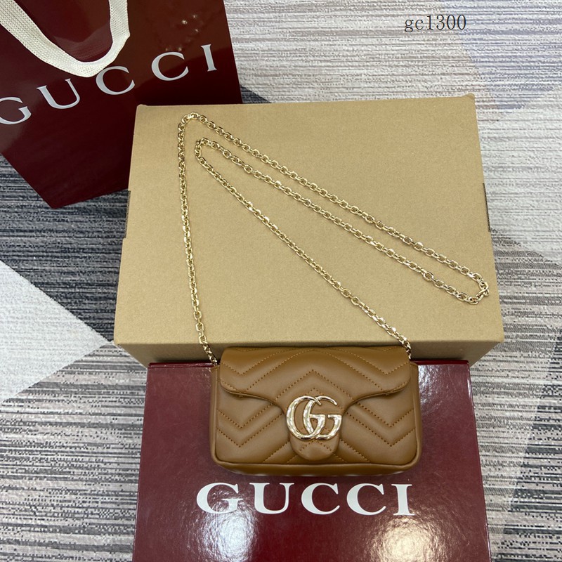 Gucci專櫃菱格絎縫羊皮鏈條包 古馳Marmont系列女士磁吸翻蓋單肩斜挎包 841290  gc1300