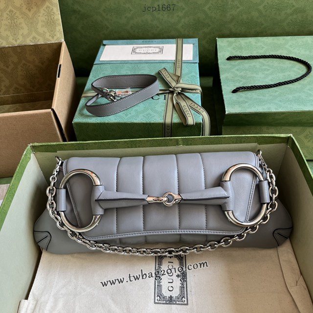 gucci專櫃新款原廠皮馬銜扣單肩斜挎包 古馳Horsebit Chain中號肩背包 jcp1667
