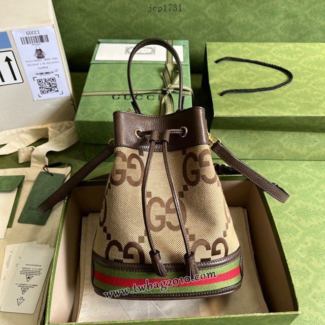 gucci專櫃新款棕色大G帆布手袋 古馳meo vintage桶包 jcp1731