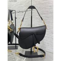 Dior专柜新款迪奥顶级原单原厂皮黑色平纹大号经典马鞍包 djfk1084