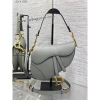 Dior专柜新款迪奥顶级原单原厂皮岩石灰大号经典马鞍包 djfk1088