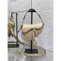 Dior专柜新款迪奥顶级原单原厂皮杏色小号经典马鞍包 djfk1091