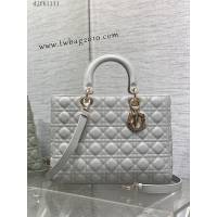 Dior专柜新款迪奥顶级原单Lady最新翻盖羊皮七格手提女包 djfk1111