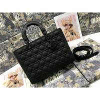 Dior专柜新款迪奥顶级原单Lady七格磨砂藤格纹牛皮翻盖手提女包 djfk1122