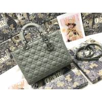 Dior专柜新款迪奥顶级原单Lady七格磨砂藤格纹牛皮翻盖手提女包 djfk1124