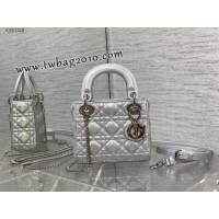 Dior专柜新款Lady女包迪奥顶级原单三格幻彩银Classic Lady戴妃包 djfk1216