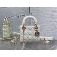 Dior专柜新款Lady女包迪奥顶级原单三格白色Classic Lady戴妃包 djfk1220