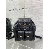 Dior专柜新款迪奥高仿原单黑色Caro秋冬系列大号双肩包 djfk1250