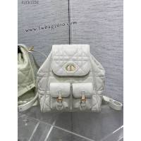 Dior专柜新款迪奥高仿原单白色Caro秋冬系列大号双肩包 djfk1252
