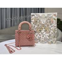 Dior专柜新款Lady女包迪奥高仿原单Lady三格刺绣半颗珍珠手提肩背女包 djfk1262