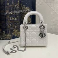 Dior专柜新款Lady女包迪奥高仿原单公主白银Classic Lady戴妃包三格手提女包 djfk1423