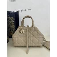 Dior专柜新款迪奥高仿原单中号奶油杏Toujours系列大菱格休闲女包 djfk1436