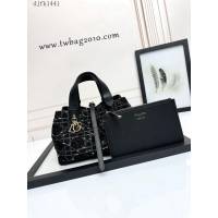 Dior专柜新款迪奥高仿原单小号黑大格布Toujours手袋手提女包 djfk1441
