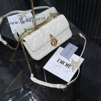 Dior专柜新款迪奥高仿原单白色Miss Daisy羊皮链条肩背包 djfk1451