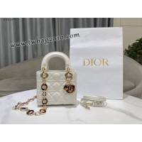 Dior专柜新款Lady女包迪奥高仿原单彩琳琅扣Lady Dior手袋三格手提女包 djfk1472