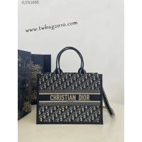 Dior专柜新款迪奥高仿原单蓝色老花中号Tote托特包购物包 djfk1685