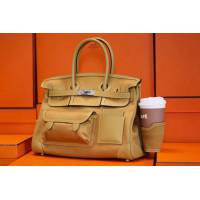 Hermes包包 愛馬仕新款Birkin包 帆布拼接滑皮Swift Cargo布包 男女同款通用  am2100