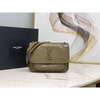 YSL专柜款女包 聖羅蘭經典款油蠟抓皺牛皮小號郵差包 YSL肩背斜挎包 533037  jjh1102