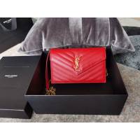 YSL专柜款女包 聖羅蘭經典款原廠魚子醬牛皮鏈條包 YSL肩背斜挎包 393953  jjh1167