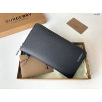 Burberry專門店新款黑色牛皮錢包 巴寶莉男女款拉鏈長夾錢包 yxb1022