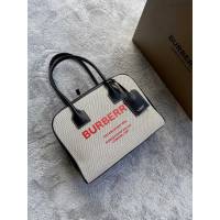 Burberry專門店新款女士帆布手提包 巴寶莉時裝秀款保齡球包Cube立方包 yxb1243