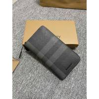 Burberry專門店新款男士長款錢夾 巴寶莉經典格紋拉鏈長夾錢包 yxb1279