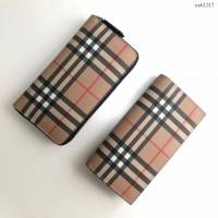 Burberry專門店新款錢包 巴寶莉Vintage格紋環保帆布全拉鏈錢夾 yxb1317