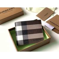 Burberry專門店新款男士錢包 巴寶莉Vintage格紋環保帆布兩折短夾 yxb1318