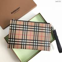 Burberry專門店新款男士手拿包 巴寶莉格紋環保帆布拉鏈收納袋 yxb1321