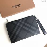 Burberry專門店新款手拿包格紋拉鏈收納袋 巴寶莉經典款男士手包 yxb1345