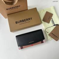 Burberry專門店新款格紋長錢包 巴寶莉小牛皮翻蓋女士錢包 yxb1406