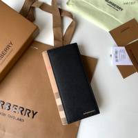 Burberry專門店新款西裝夾錢包 巴寶莉小牛皮拼格紋男士對折錢包 yxb1467