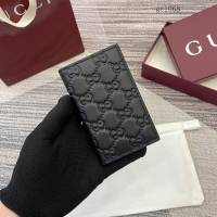 Gucci專櫃2026新款男女錢包 古馳Emblem系列黑色全皮錢夾 850183  gc1068