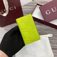 Gucci專櫃2026新款雙G印花粒面牛皮革對折錢包 古馳Imprint系列女士錢夾 835011  gc1074