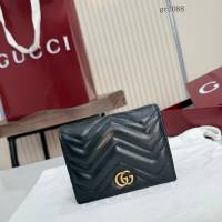Gucci專櫃2026新款按扣對折拉鏈錢包 古馳Marmont系列翻蓋女士錢夾卡包 466492  gc1088