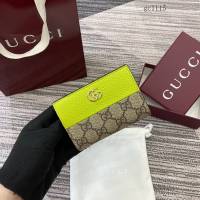 Gucci專櫃2026新款拼接女士拉鏈錢包 古馳Marmont系列按扣拼色錢夾卡夾 841360  gc1115