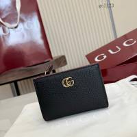 Gucci專櫃全皮短款錢夾 古馳Marmont系列女士按扣錢包 772738  gc1123
