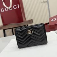 Gucci專櫃2026新款全皮女士按扣錢夾 古馳Marmont系列絎縫卡包錢包 773427  gc1127