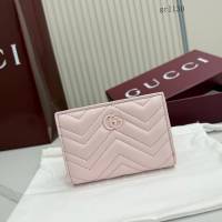 Gucci專櫃2026新款全皮女士按扣錢夾 古馳Marmont系列絎縫卡包錢包 773427  gc1130