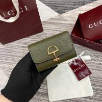Gucci專櫃全皮翻蓋錢包錢夾卡夾 古馳半馬銜扣女士錢包 828148  gc1136