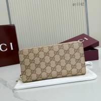Gucci專櫃雙G經典印花長款男士錢包 古馳Essence系列全拉鏈零錢袋 876434  gc1142