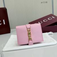 Gucci專櫃2026新款鎖扣對折錢夾 古馳Jackie1961系列女士全皮按扣錢包 867166  gc1146