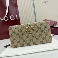 Gucci專櫃雙G印花全拉鏈零錢包 古馳Generation系列帆布長款女士錢包 443123  gc1163
