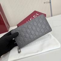 Gucci專櫃2026新款雙G印花全皮拉鏈零錢包 古馳Emblem系列女士長款錢包 860868  gc1189