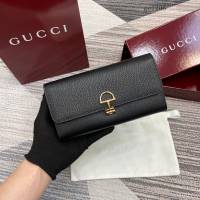 Gucci專櫃大號半馬銜扣長款錢包 古馳Softbit系列女士全皮翻蓋長款錢夾 828147  gc1208