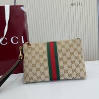 Gucci專櫃經典織帶手腕包手袋 古馳雙G印花帆布手拿包零錢包 867337  gc1212