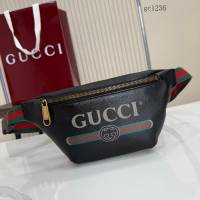 Gucci專櫃織帶印花全皮腰包胸包 古馳經典拉鏈單肩斜挎包 527792  gc1236