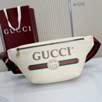 Gucci專櫃織帶印花全皮腰包胸包 古馳男女經典拉鏈單肩斜挎包 493869  gc1245