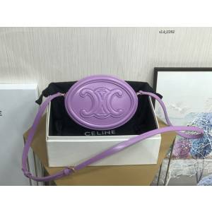 Celine專櫃2023新款經典凱旋門Logo大月餅包斜挎女包 賽琳OVAL CUIR TRIOMPHE大光滑牛皮革橢圓形手袋 sldj2262