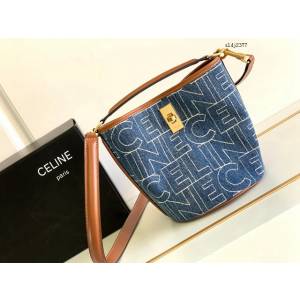 Celine專櫃2023新款Bucket 16Bag mini水桶包 賽琳195573s牛仔布水桶包 sldj2377